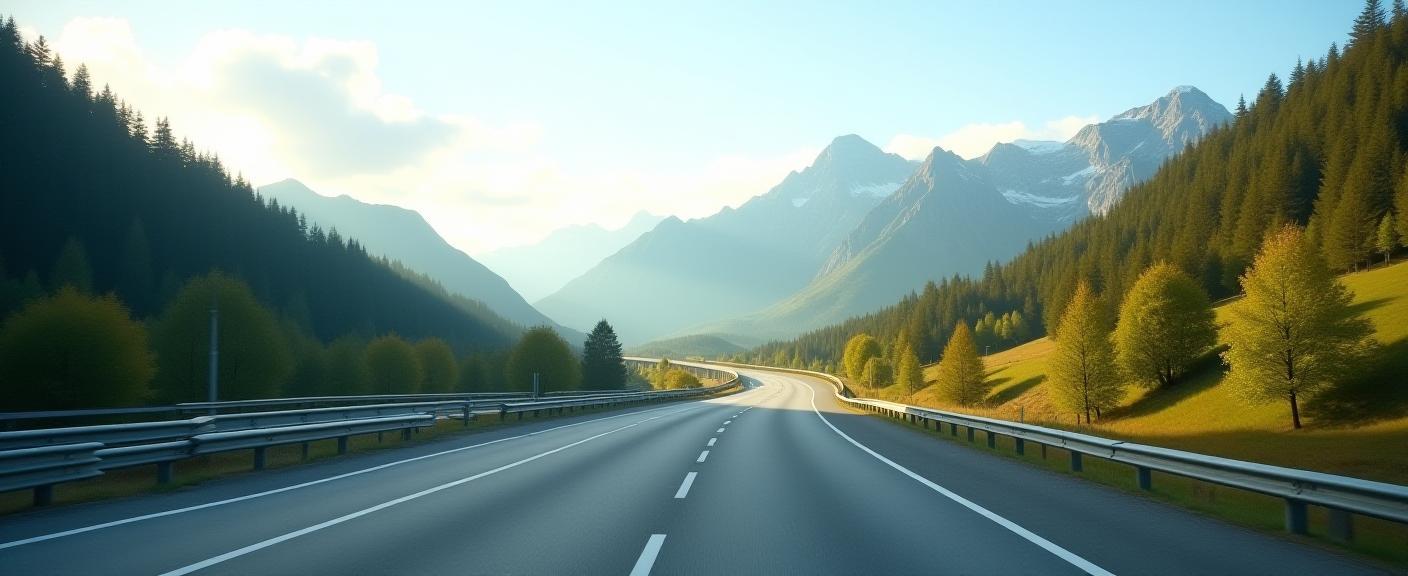 Blick auf die österreichische Autobahn in den Alpen.